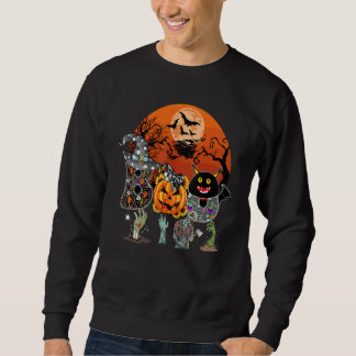 Boo  Halloween Costume With Pumpkin And Zombie Moo スウェットシャツ