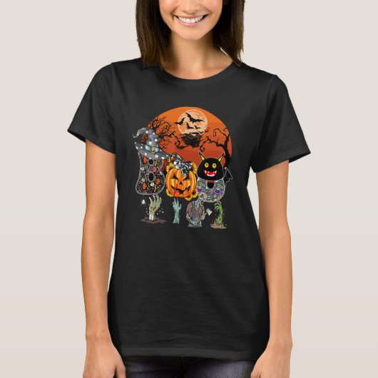 Boo  Halloween Costume With Pumpkin And Zombie Moo Tシャツ (正面)