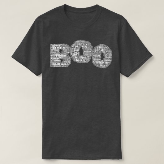 Boo - Halloween Wordcloud Text  Tシャツ (デザイン正面)