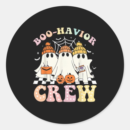 Boo Havior Crew Behavior Yst Halloween Aba Rbt ラウンドシール (正面)