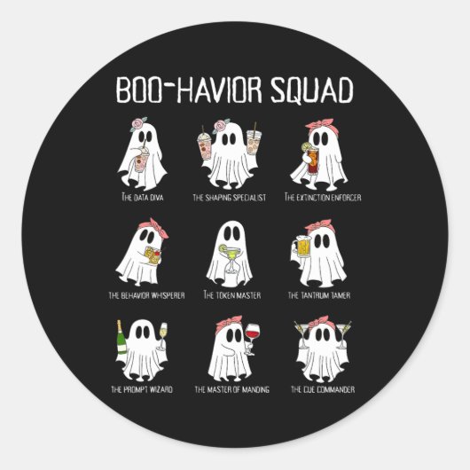 Boo-havior Squad Behavior Analysis Ghost Rbt A Hal ラウンドシール (正面)