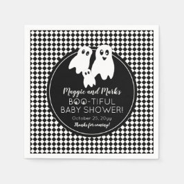 BOO - HEALY Baby Shower BW Halloweenありがとう スタンダードカクテルナプキン