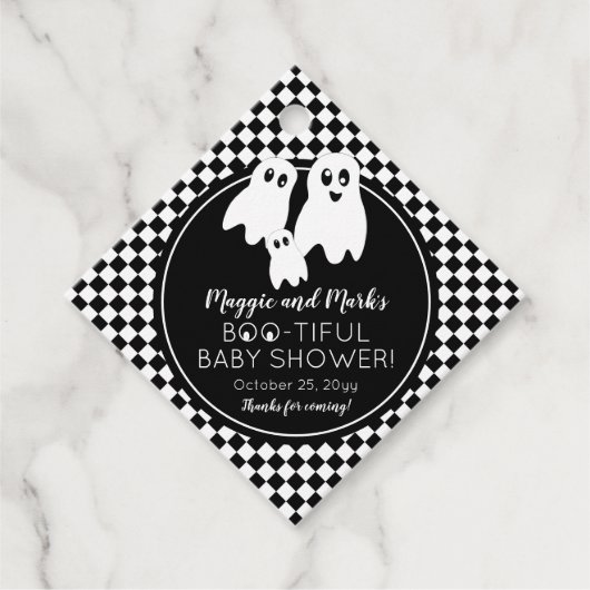 BOO - HEALY Baby Shower BW Halloweenありがとう フェイバータグ (正面)