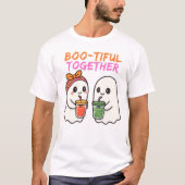 Boo-Healy Together – かわいいハロウィンカップル幽霊& Tシャツ (正面)