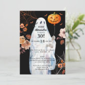 Boo I'm 30 Halloween Spooky Floral Ghost Birthday 招待状 (スタンド正面)