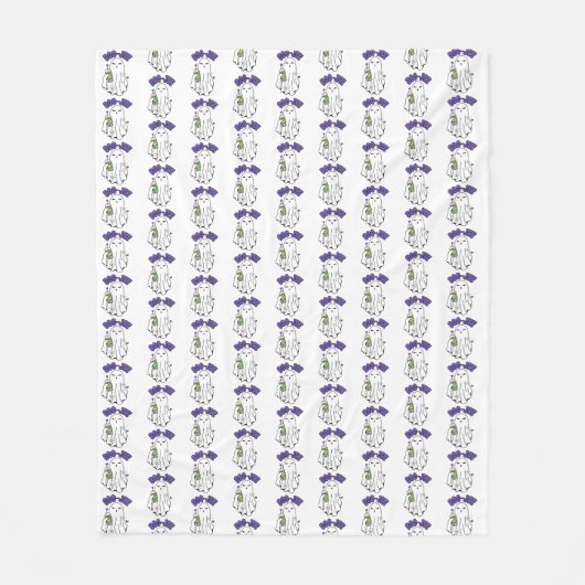 Boo-Jeeアイスコーヒーと可愛いハロウィーン幽霊 フリースブランケット (正面)