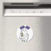 Boo-Jeeアイスコーヒーと可愛いハロウィーン幽霊 マグネット (インサイチュ (食洗機))