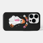 BOO JEE ハロウィンの幽霊コーヒーカボチャ iPhoneケース (裏面横)