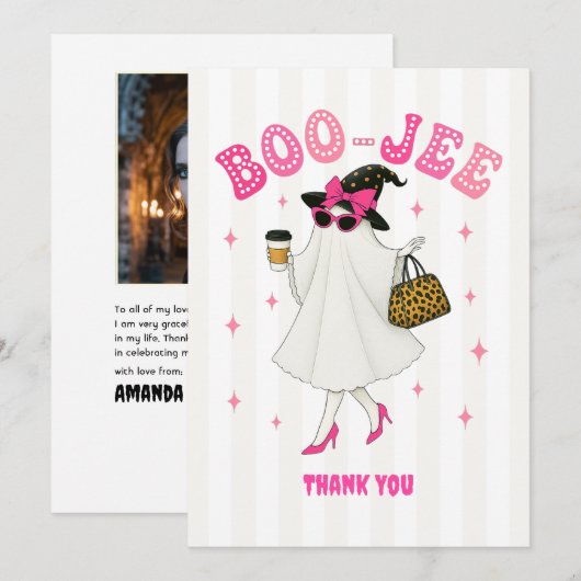 Boo-Jee ハロウィーン ゴースト バチェラーette 写真 サンキューカード (正面/裏面)