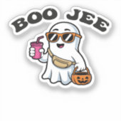 BOO-JEE Ghost – Funny Boujee Halloween Design シール (正面)