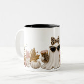 Boo-Jee Ghost Mug, Leopard Print Halloween Coffee  ツートーンマグカップ (正面左)
