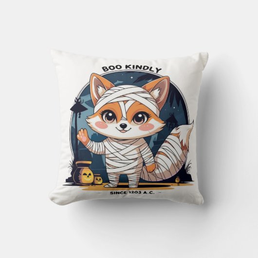 Boo kindly – Zorrito momia kawaii desde 1203 A.C. クッション (正面)