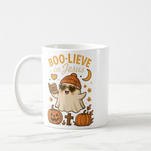 Boo-lieve In Jesus コーヒーマグカップ (左)