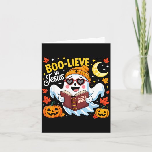 Boo-lieve In Jesus Ghost Christian Halloween Funny カード (正面)