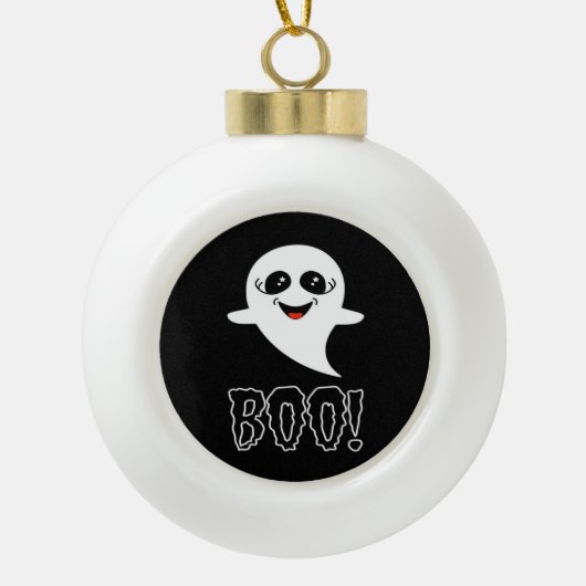 Boo Little Halloween Classic Design セラミックボールオーナメント (正面)