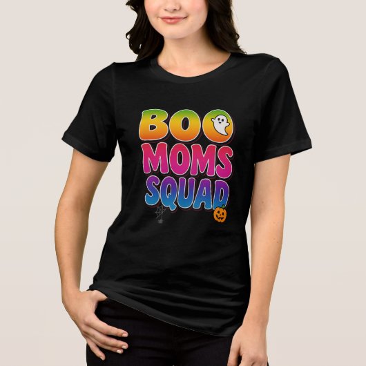 BOO Moms Squad Halloween Ghost & Pumpkin Tie-Dye トライブレンドＴシャツ (正面)