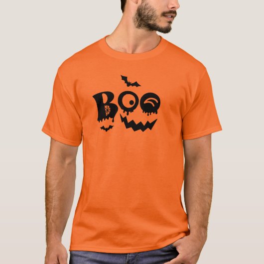 Boo Pumpkin Face Halloween T-Shirt Design Tシャツ (正面)
