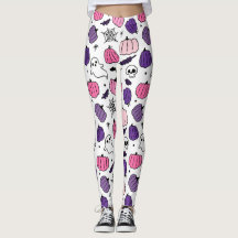 Boo Pumpkin Skull White Leggings