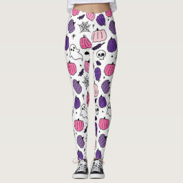 Boo Pumpkin Skull White Leggings  レギンス