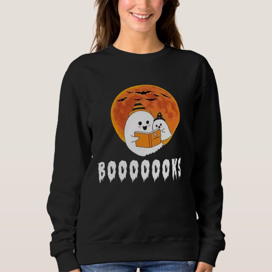 Boo Read Books Boooooks Halloween スウェットシャツ (正面)