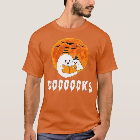 Boo Read Books Boooooks Halloween Tシャツ (正面)