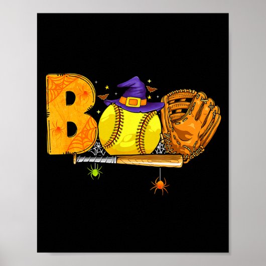 Boo Softball Player Catcher Tcher Funny Halloween ポスター (正面)