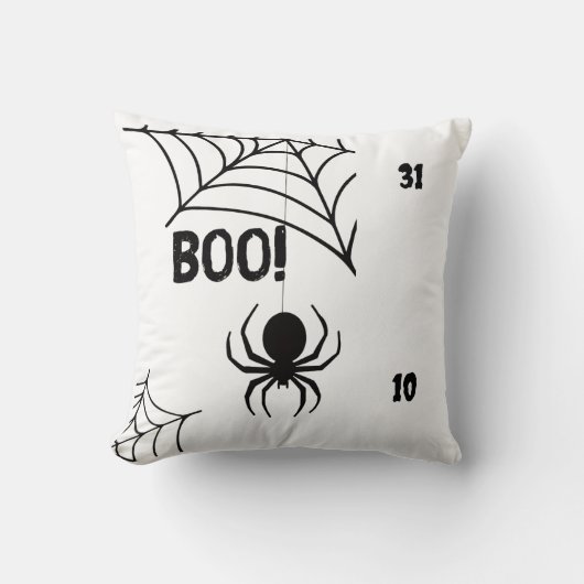 BOO! Spider & Web Halloween Throw Pillow クッション (正面)