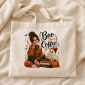 Boo Then Coffee ハロウィンの音楽教師 ラージトートバッグ
