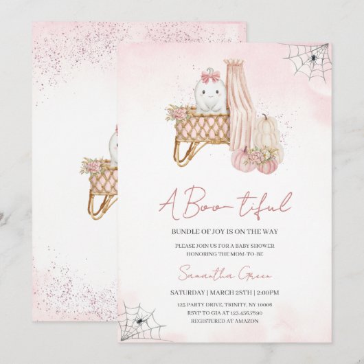 Boo-tiful Bundle of Joy Baby Shower 招待状 (正面/裏面)