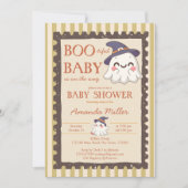 Boo-tiful ghost retro stamp Halloween baby shower 招待状 (正面)