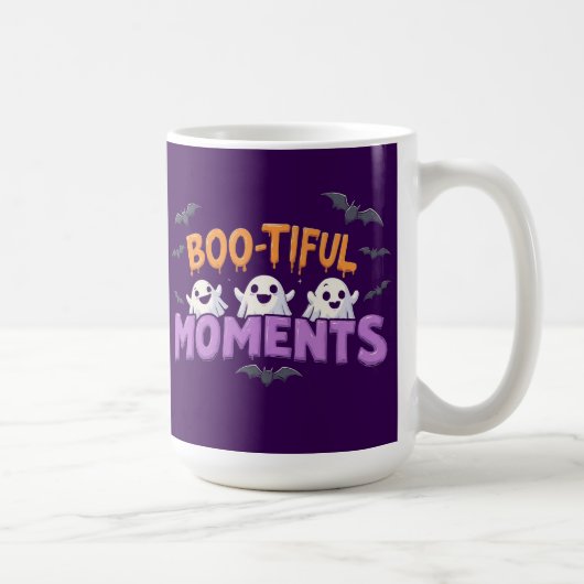 Boo-Tiful Moments Cute Halloween Ghosts and Bats コーヒーマグカップ (右)
