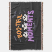 Boo-Tiful Moments Cute Halloween Ghosts and Bats スローブランケット (正面縦)