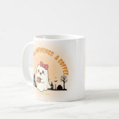 "Boo-tiful Mornings & Coffee" かわいいおばけのハロウィン コーヒーマグカップ (正面左)
