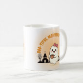 Boo-tiful Mornings & Coffee" Cute Ghost Halloween コーヒーマグカップ (正面右)