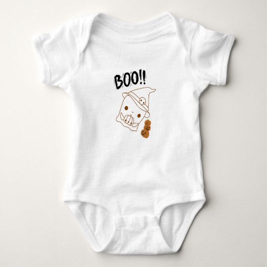 Boo-tiful Pumpkin Baby Bodysuit – Cute Ghost & Boo ベビーボディスーツ (正面)