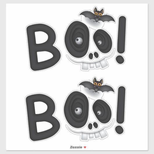 BOO with a Bite – Bat & Skull Halloween Lettering シール (シート)