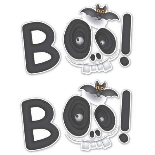 BOO with a Bite – Bat & Skull Halloween Lettering シール (正面)
