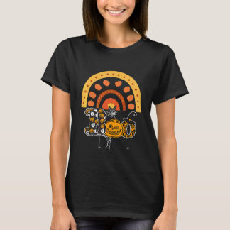 Boo With Spiders And Witch Hat Halloween Rainbow 1 Tシャツ