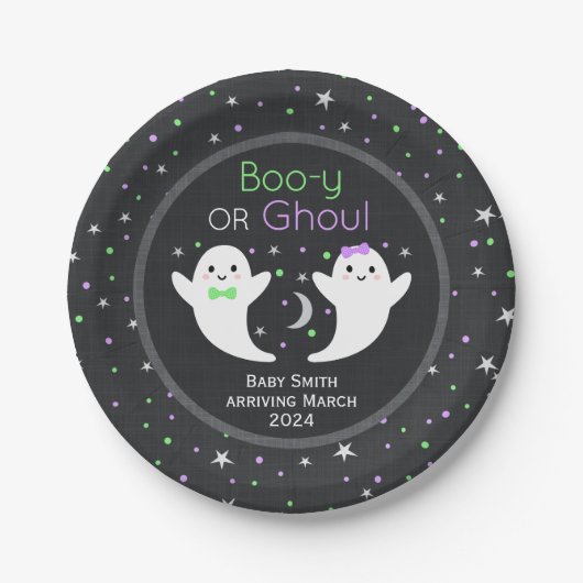 Boo-yまたはGhoulの性別が明らかになる ペーパープレート (正面)