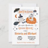 Boo YまたはGhoulハロウィンジェンダーが赤ちゃんシャワーを明らかにする 招待状 (正面)