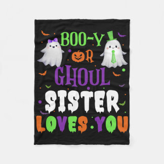 Boo-YまたはGhoul Sisterはハロウィーンの男性Wによってあなたを愛している フリースブランケット