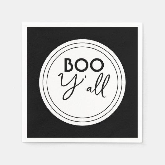 Boo Y’all Black and White Halloween Party Design スタンダードカクテルナプキン (正面)