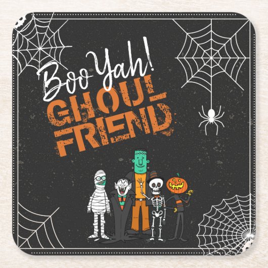 Boo Yah Ghoul Friend Halloween ID684 スクエアペーパーコースター (正面)