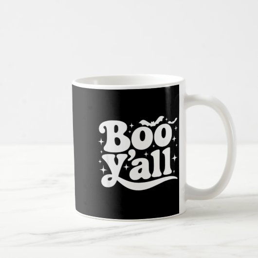 Boo Y'all Southern Retro Halloween Quote Saying Ba コーヒーマグカップ (右)