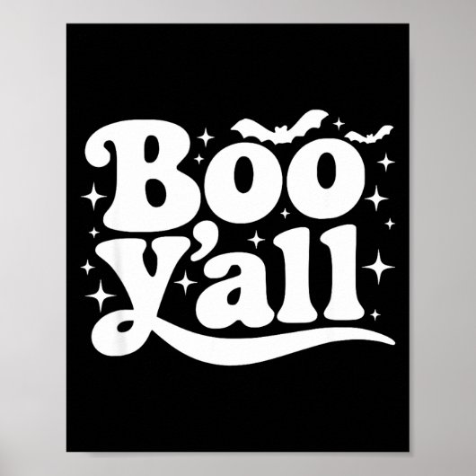Boo Y'all Southern Retro Halloween Quote Saying Ba ポスター (正面)