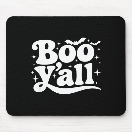 Boo Y'all Southern Retro Halloween Quote Saying Ba マウスパッド (正面)
