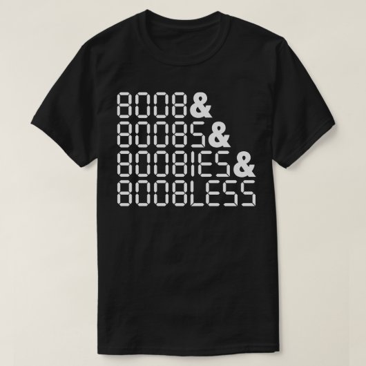 BOOBLESS電卓アップサイドダウン単語1 Tシャツ (デザイン正面)
