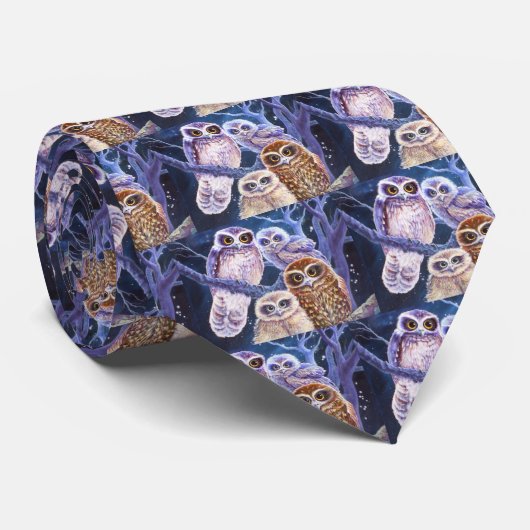 Boobookのフクロウ家族 ネクタイ (ロール)
