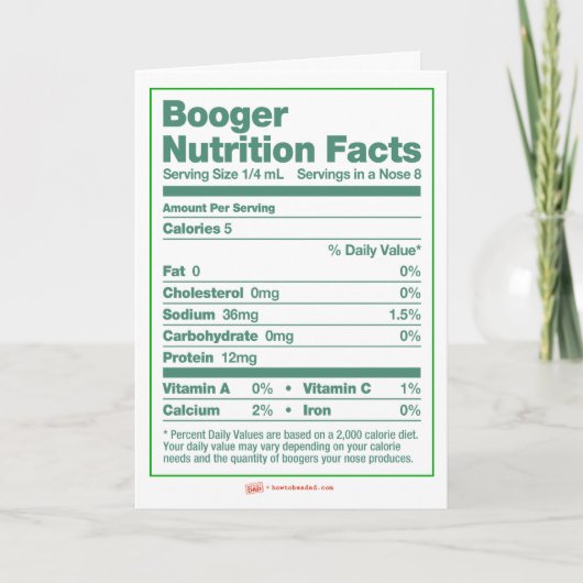 Booger Nutrition Facts Holiday Greeting Card シーズンカード (正面)