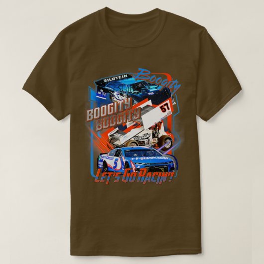 Boogity Let's Go Racing Stock Race Car & Dirt rack Tシャツ (デザイン正面)
